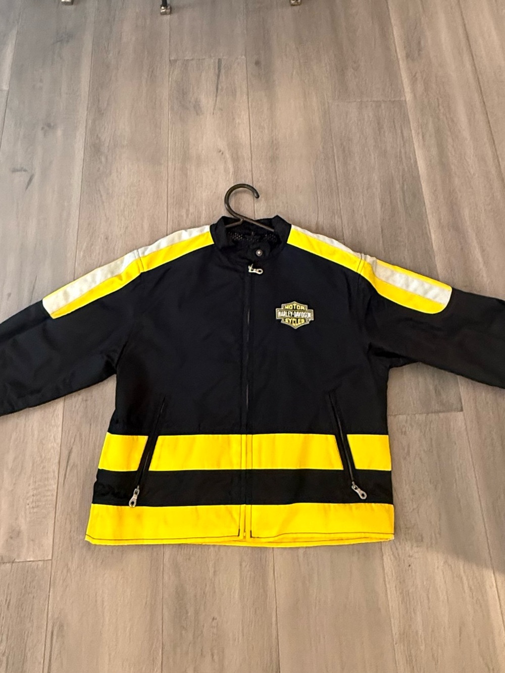 Harley-Davidson Women Black and Yellow Motorcycle Jacket with Reflective Stripes